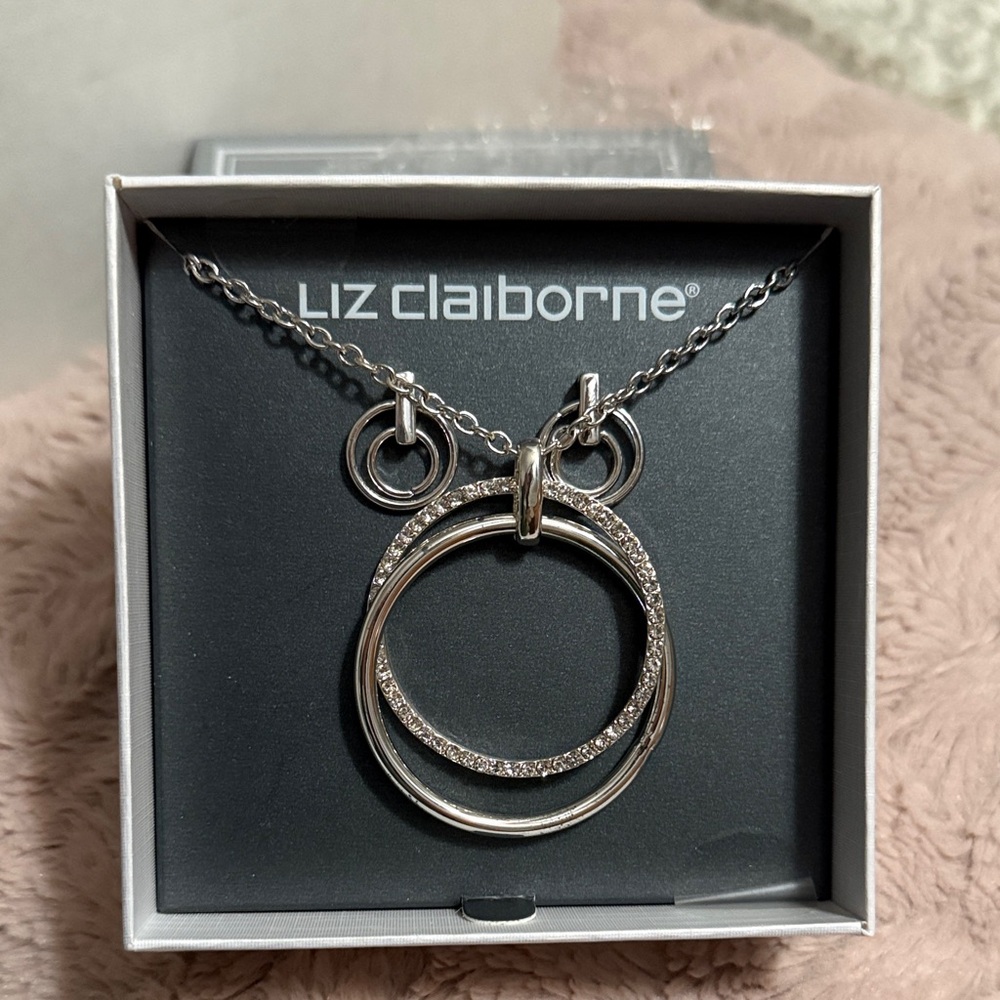 Liz Claiborne Silver Double Circle Necklace